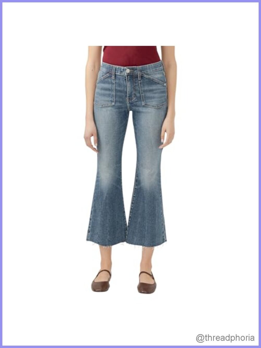 Kick Flare Jeans Mid Rise 5-Pocket Cotton Blend Stretch Denim